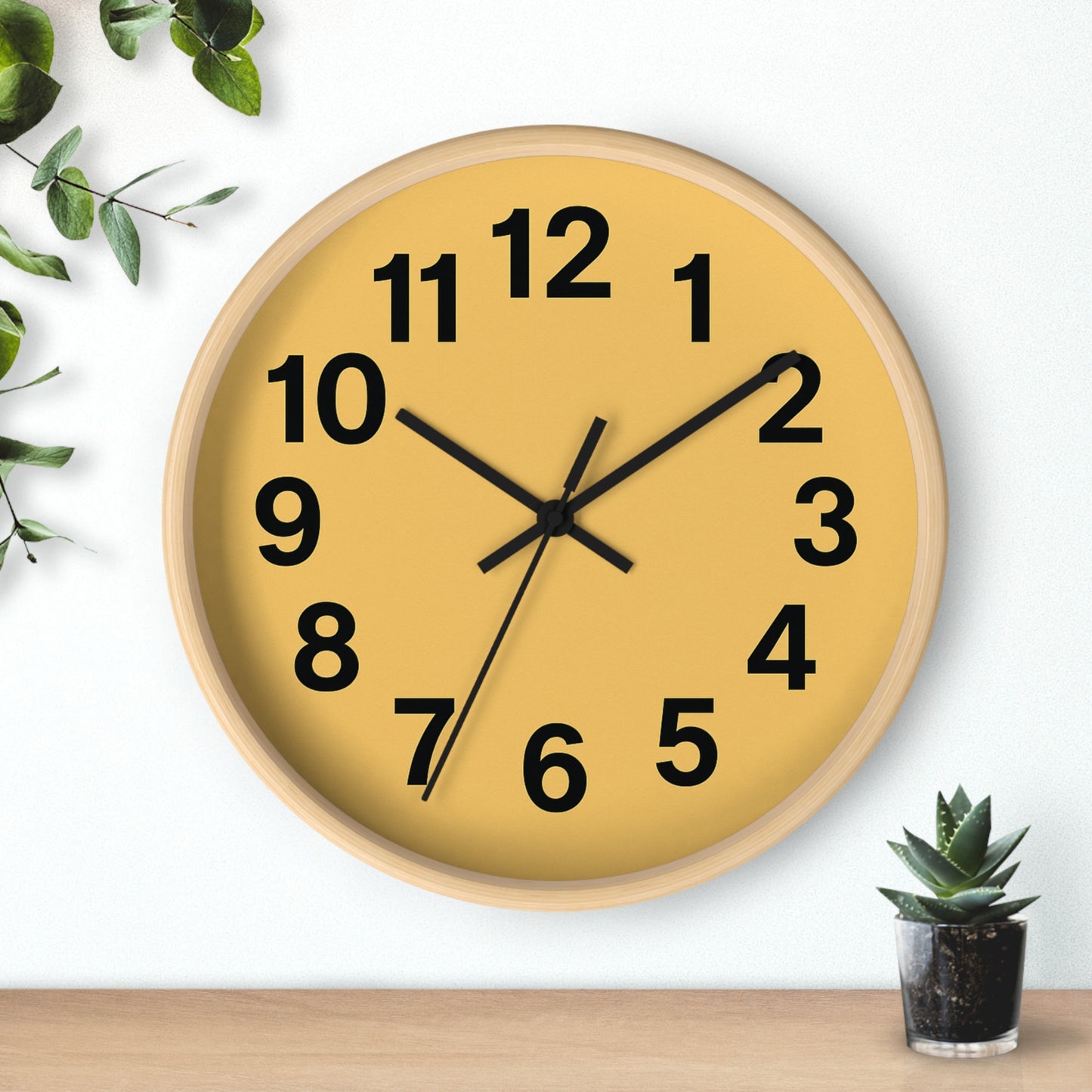 Easy-Read Clock Numbers – Bold Black Font on Soft Yellow, Minimalist Design for Visual Comfort