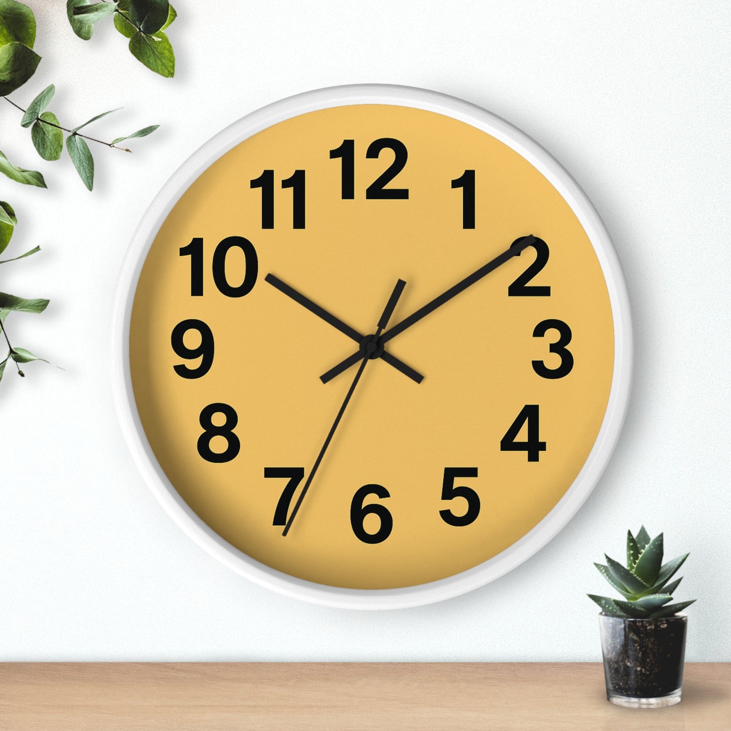 Easy-Read Clock Numbers – Bold Black Font on Soft Yellow, Minimalist Design for Visual Comfort